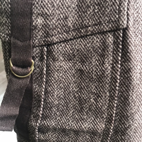 Esprit Herringbone Wool Skirt with Cargo Pockets in Brown - Picture 4 of 10